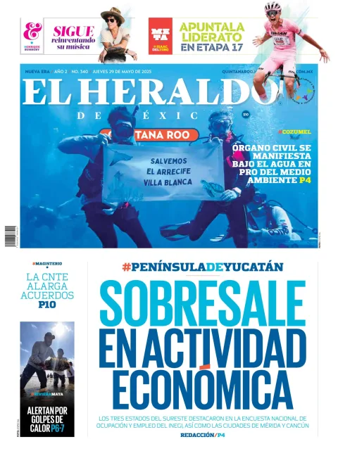 Portada de El Heraldo de Mexico - Quintana Roo del jueves, 29 de mayo de 2025