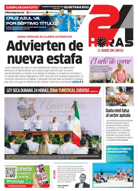 Portada de 24 Horas Quintana Roo