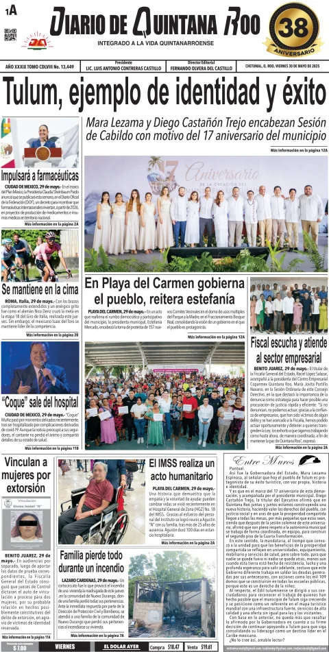 Portada de Diario de Quintana Roo (portada)