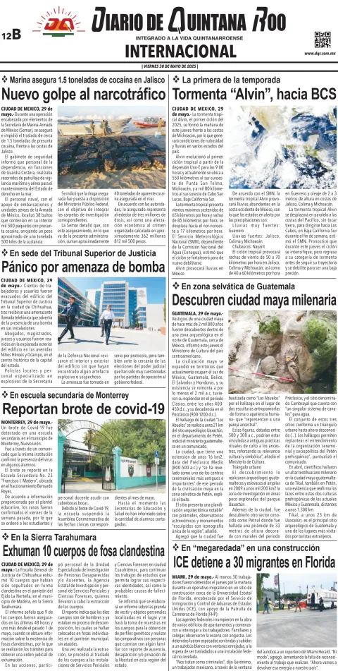 Portada de Diario de Quintana Roo (contra Portada)