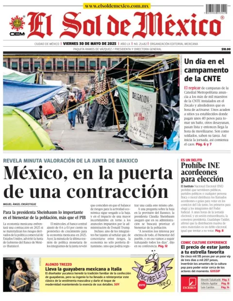 Portada de El Sol de Mexico