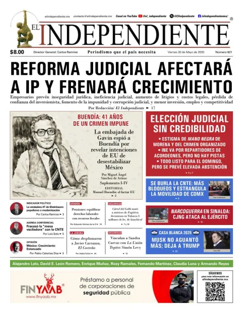 Portada de El Independiente del viernes, 30 de mayo de 2025