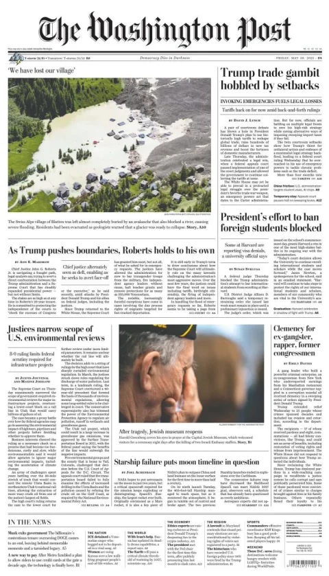 Portada de The Washington Post del viernes, 30 de mayo de 2025