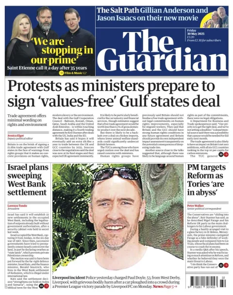Portada de The Guardian (reino Unido) del viernes, 30 de mayo de 2025
