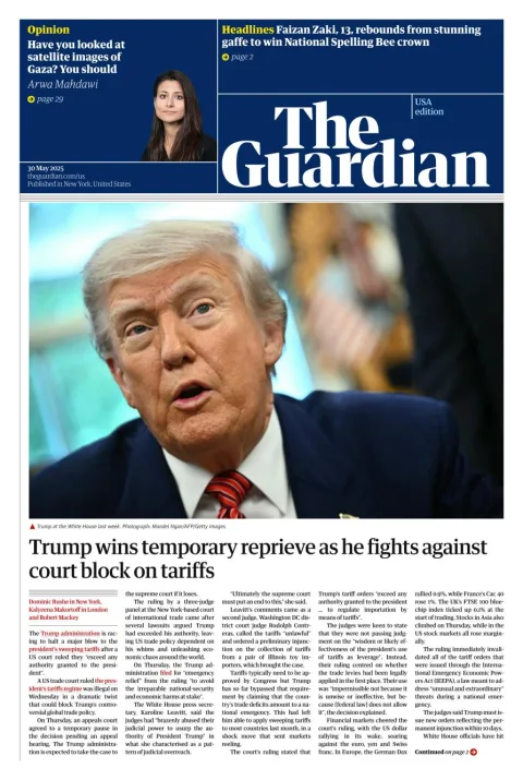 Portada de The Guardian (usa)