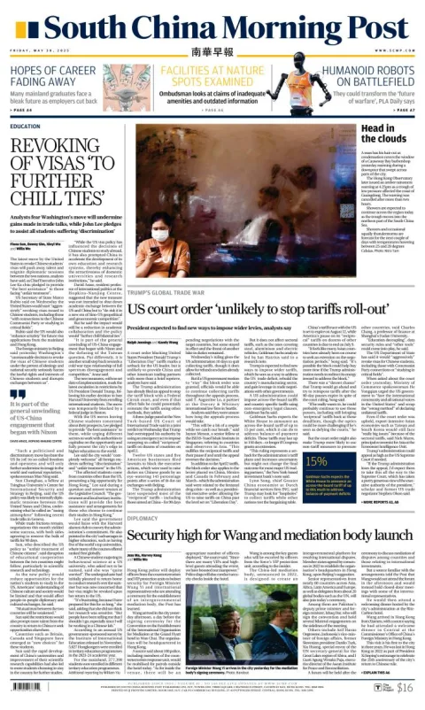 Portada de South China Morning Post del viernes, 30 de mayo de 2025