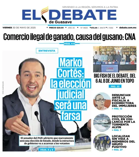 Portada de El Debate de Guasave del viernes, 30 de mayo de 2025