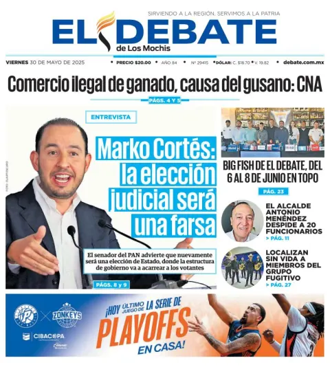 Portada de El Debate de los Mochis del viernes, 30 de mayo de 2025
