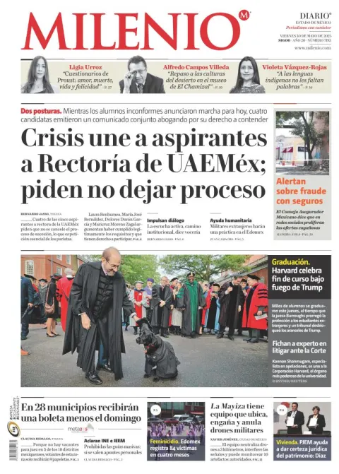 Portada de Milenio Edo de Mexico del viernes, 30 de mayo de 2025