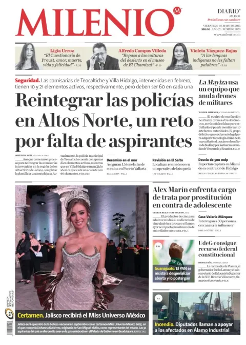 Portada de Milenio Jalisco del viernes, 30 de mayo de 2025