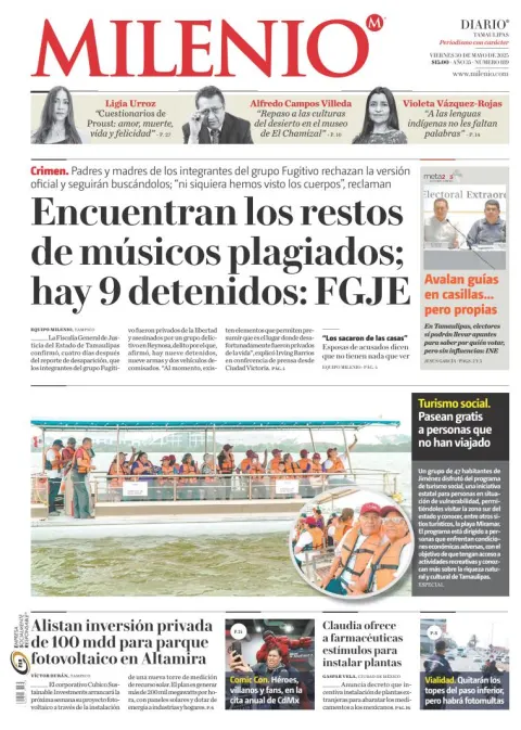 Portada de Milenio Tamaulipas del viernes, 30 de mayo de 2025