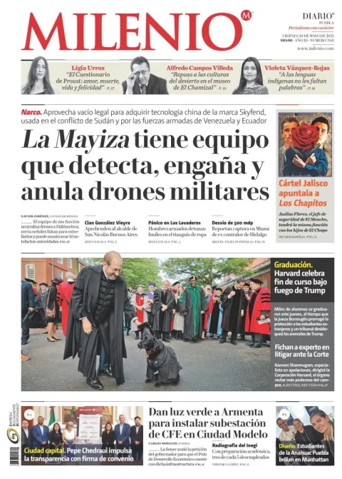 Portada de Milenio Puebla del viernes, 30 de mayo de 2025