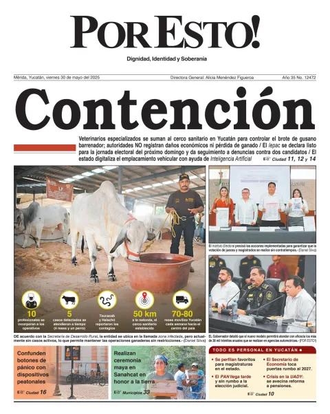 Portada de Por Esto (merida, Yucatan) del viernes, 30 de mayo de 2025
