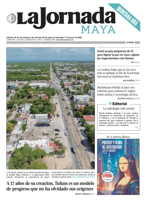 Portada de La Jornada Maya Quintana Roo del viernes, 30 de mayo de 2025