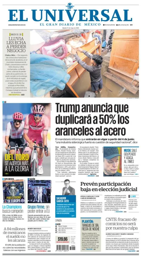 Portada de El Universal