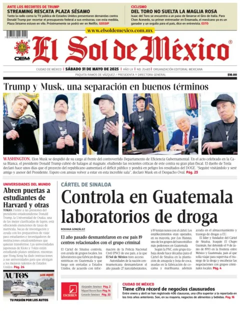 Portada de El Sol de Mexico