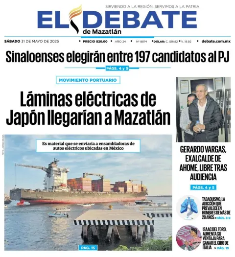Portada de El Debate de Mazatlan