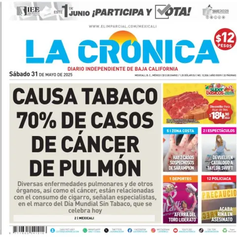 Portada de La Cronica del sábado, 31 de mayo de 2025