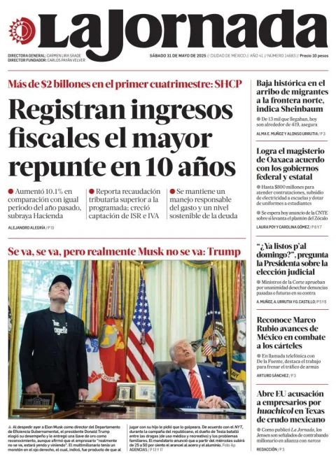 Portada de La Jornada del sábado, 31 de mayo de 2025