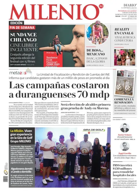 Portada de Milenio Laguna del sábado, 31 de mayo de 2025