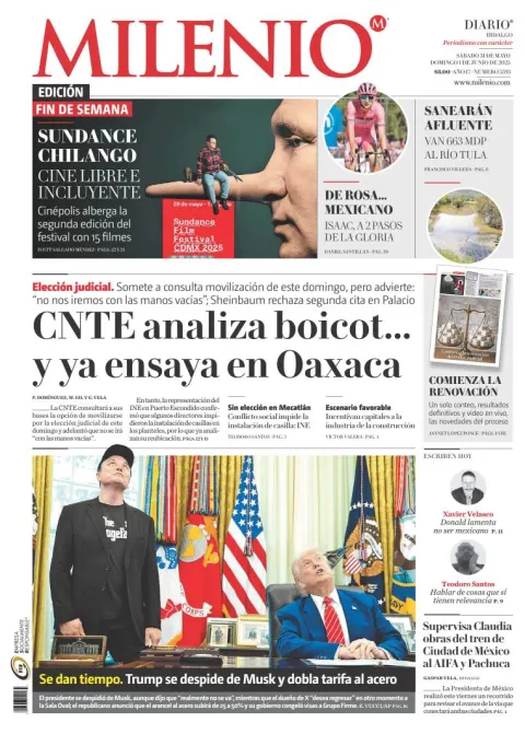 Portada de Milenio Hidalgo del sábado, 31 de mayo de 2025