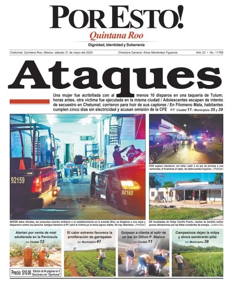 Portada de Por Esto (quintana Roo Chetumal) del sábado, 31 de mayo de 2025