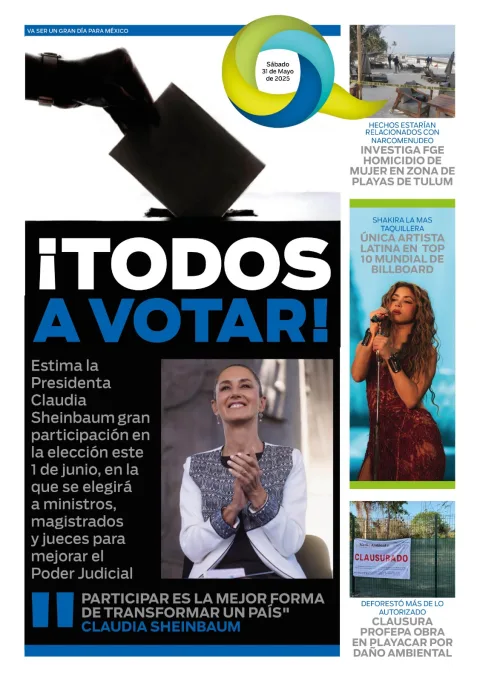 Portada de El Quintana Roo (contraportada) del sábado, 31 de mayo de 2025