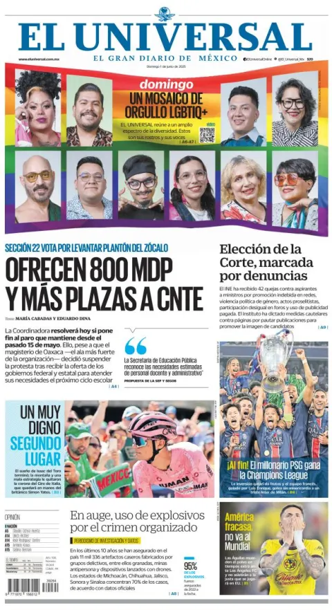 Portada de El Universal