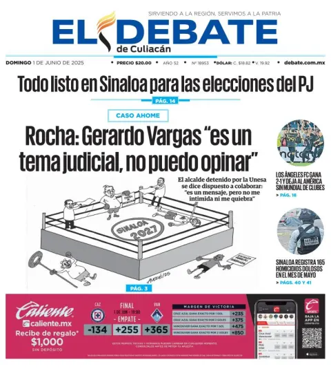 Portada de El Debate de Culiacan