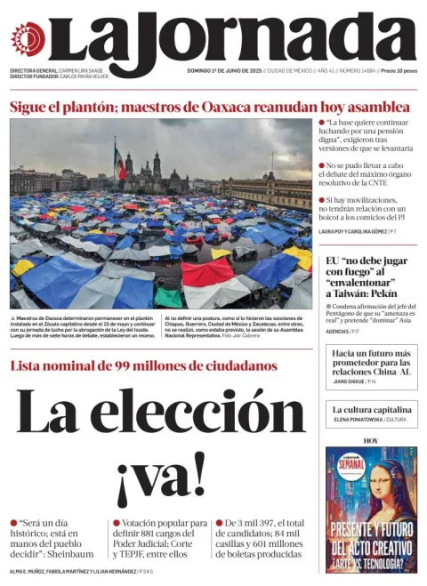 Portada de La Jornada
