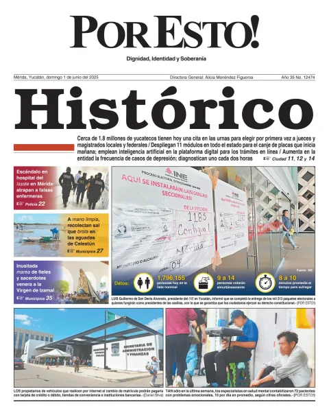 Portada de Por Esto (merida, Yucatan) del domingo, 1 de junio de 2025