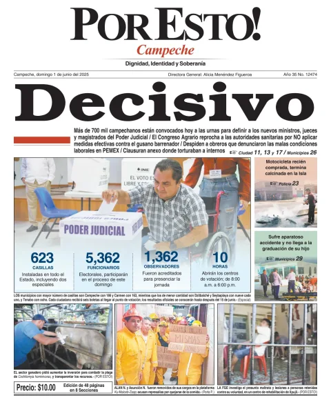 Portada de Por Esto (campeche) del domingo, 1 de junio de 2025