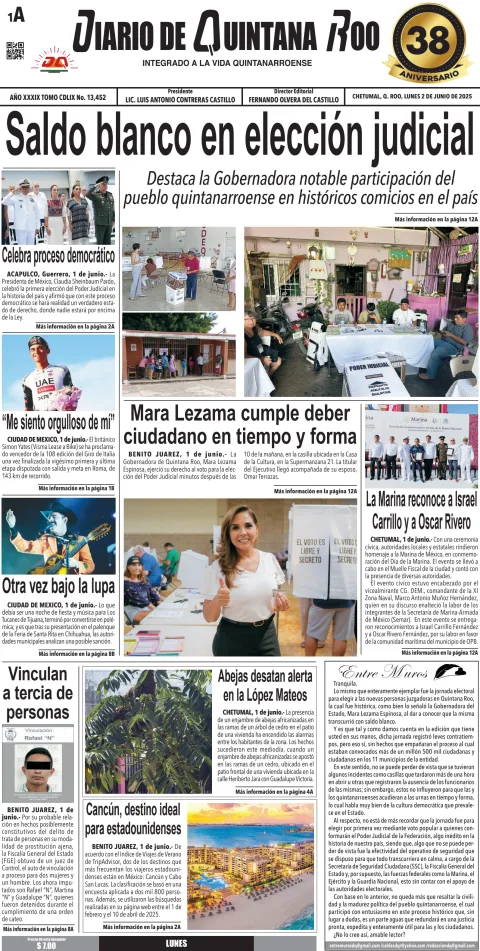 Portada de Diario de Quintana Roo (portada)