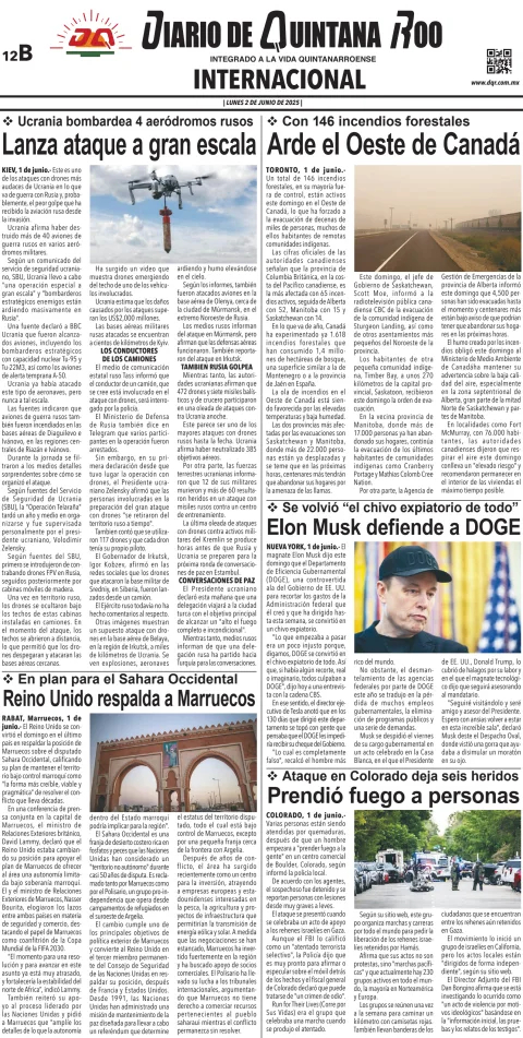 Portada de Diario de Quintana Roo (contra Portada)