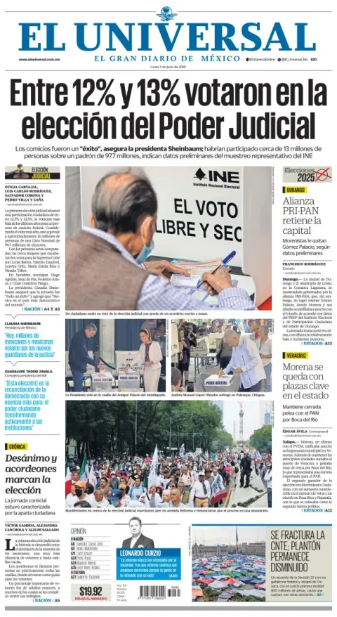 Portada de El Universal