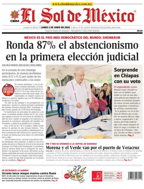 Portada de El Sol de Mexico