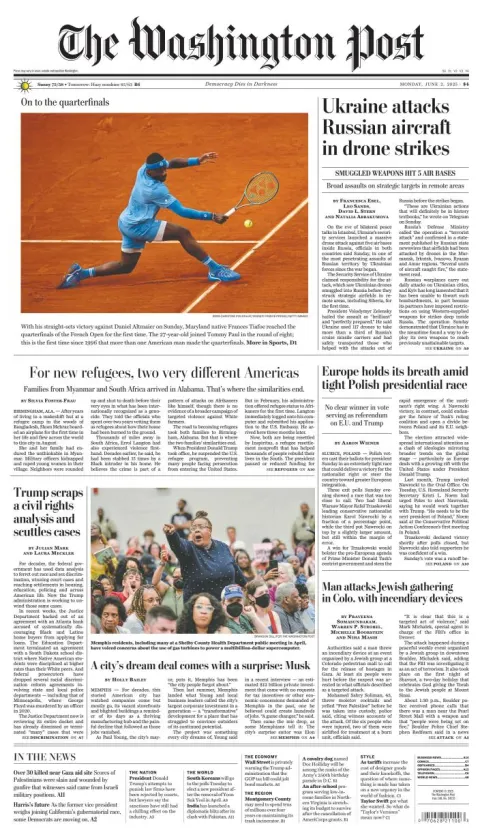 Portada de The Washington Post del lunes, 2 de junio de 2025