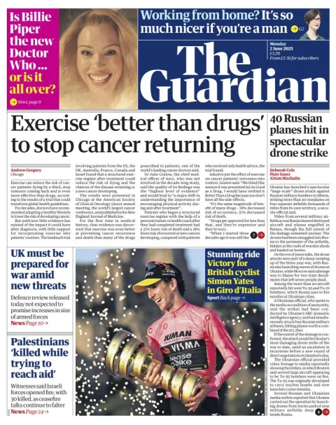 Portada de The Guardian (reino Unido) del lunes, 2 de junio de 2025