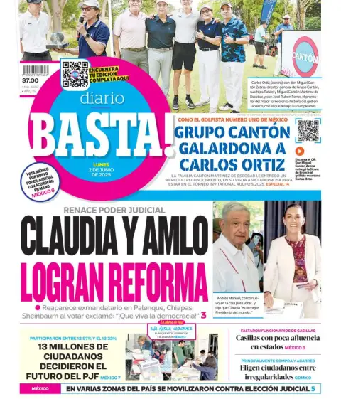 Portada de Basta del lunes, 2 de junio de 2025
