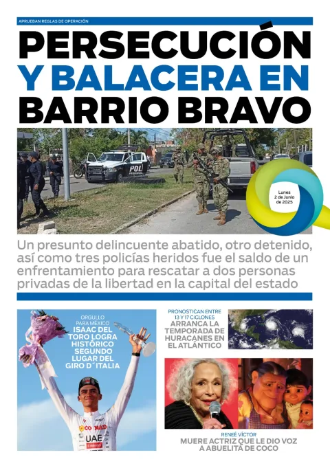 Portada de El Quintana Roo (contraportada) del lunes, 2 de junio de 2025