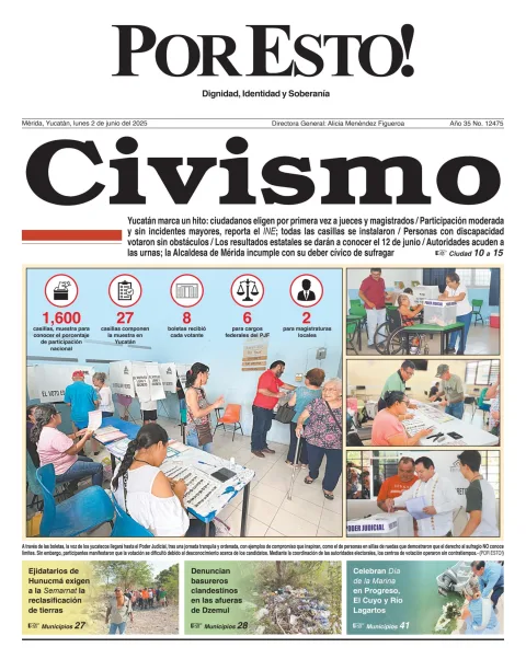Portada de Por Esto (merida, Yucatan) del lunes, 2 de junio de 2025