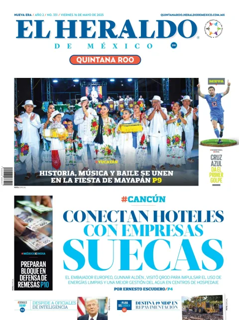 Portada de El Heraldo de Mexico - Quintana Roo del viernes, 16 de mayo de 2025