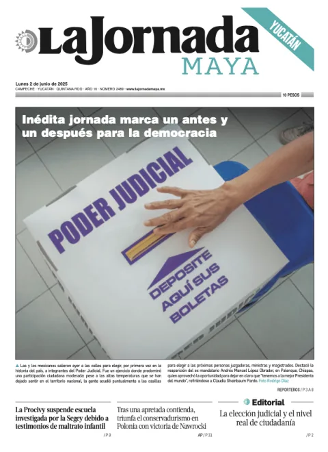 Portada de La Jornada Maya Yucatán del lunes, 2 de junio de 2025