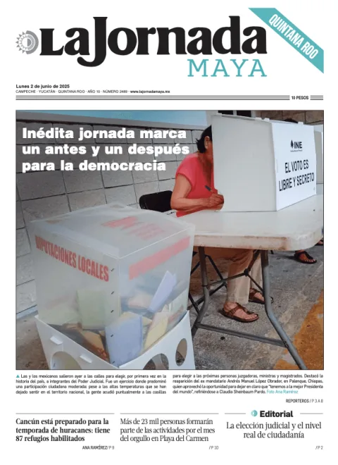 Portada de La Jornada Maya Quintana Roo del lunes, 2 de junio de 2025