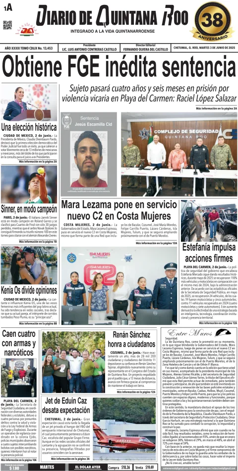 Portada de Diario de Quintana Roo (portada)