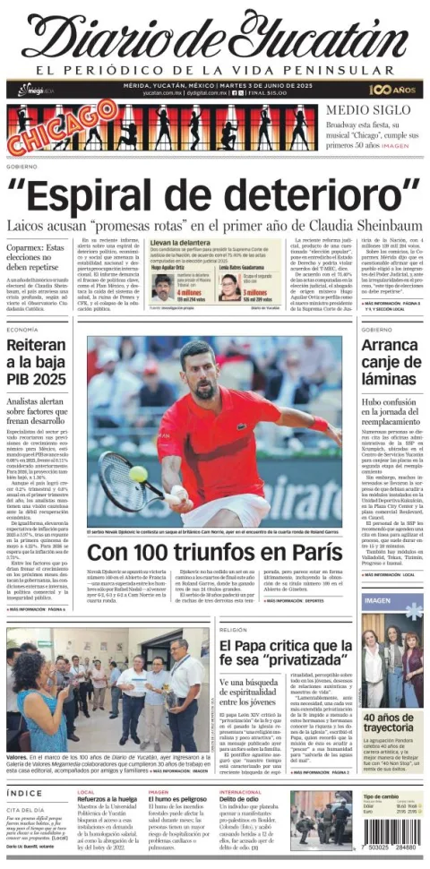 Portada de Diario de Yucatán