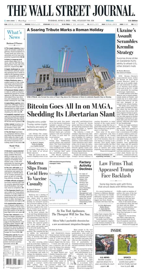 Portada de The Wall Street Journal del martes, 3 de junio de 2025