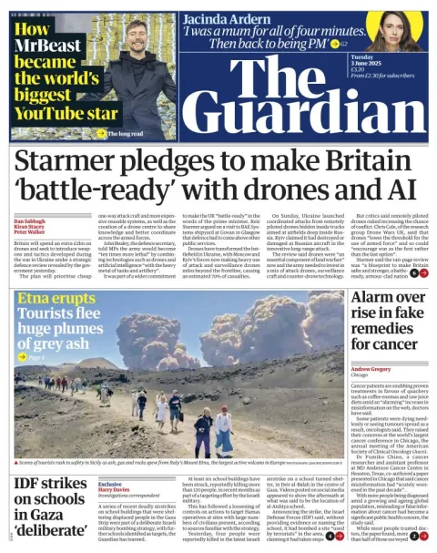 Portada de The Guardian (reino Unido) del martes, 3 de junio de 2025