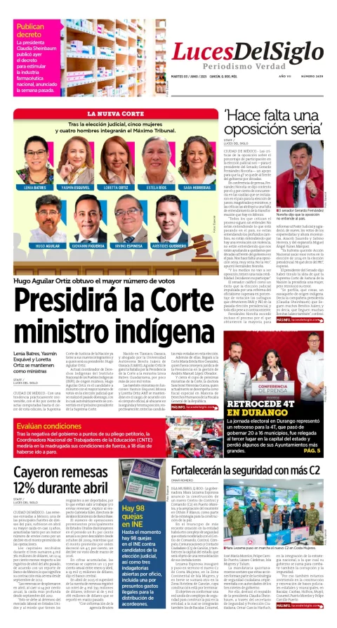Portada de Luces del Siglo del martes, 3 de junio de 2025