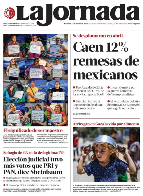 Portada de La Jornada del martes, 3 de junio de 2025
